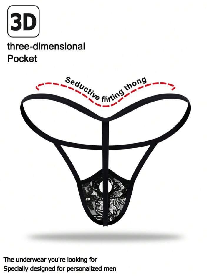 Elegant floral lace men's thong.